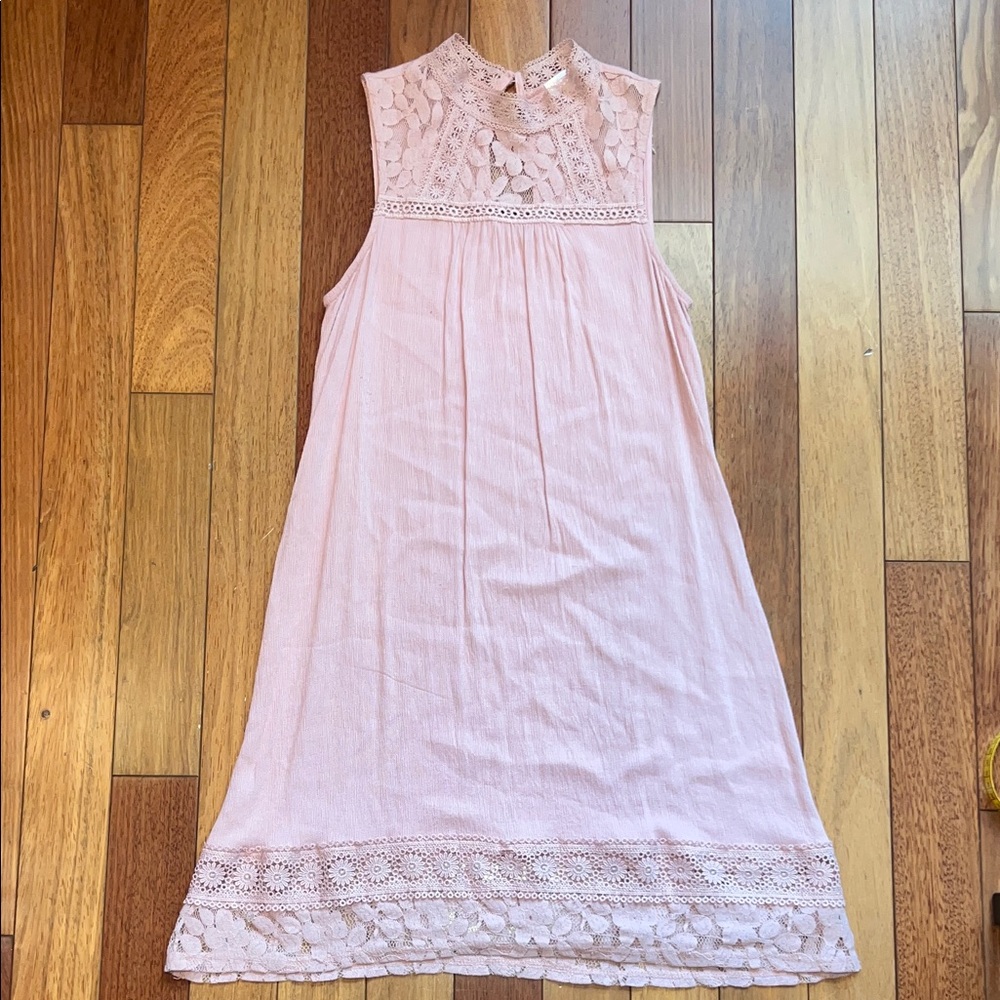 Xhilaration Mauve Pink Lace Yoke Sleeveless Dress
